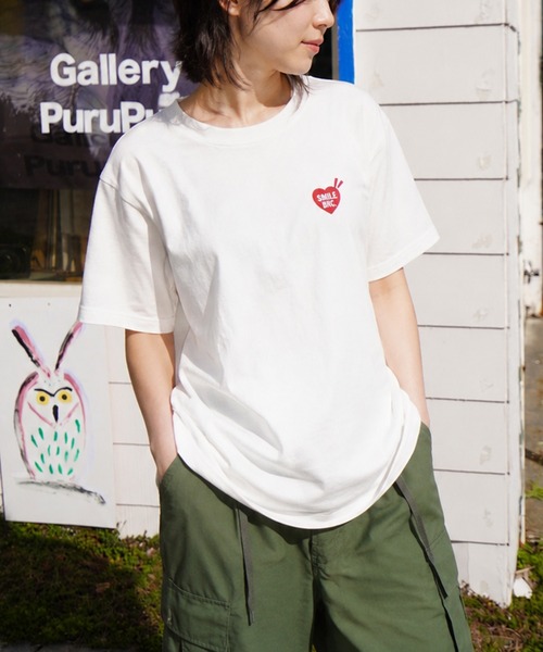 ZIP FIVE(ジップファイブ)の「高密度編み 綿100% ワンポイントハート刺繍 2タイプ ハーフスリーブTシャツ(Tシャツ/カットソー・メンズ・ホワイト×ブルー/ホワイト系その他/ブラック×ホワイト/ホワイト×レッド/ブラック系その他/ホワイト系その他2・MEDIUM/LARGE)」の8枚目の写真