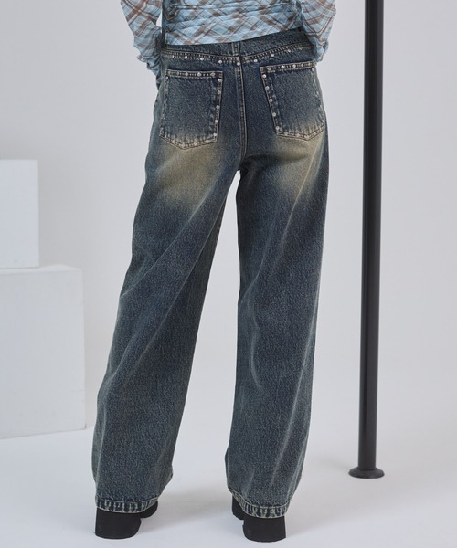 ENVYM（アンビー）の「スタッズポイントルーズデニム（デニムパンツ・レディース・ブルー・SMALL/MEDIUM）」の5枚目の写真