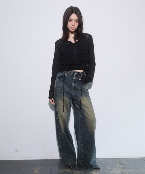 ENVYM（アンビー）の「スタッズポイントルーズデニム（デニムパンツ・レディース・ブルー・SMALL/MEDIUM）」の16枚目の写真