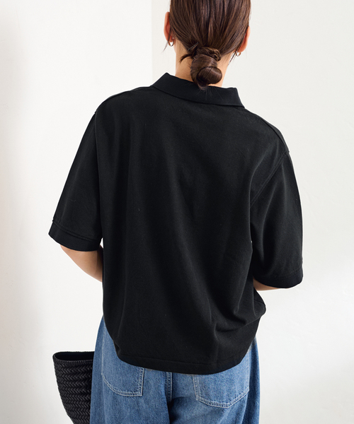 FRAMeWORK(フレームワーク)の「≪追加≫ LOEFF/ロエフ 別注ポロシャツ 2(Tシャツ/カットソー・レディース・ネイビー/ブラック・FREE)」の9枚目の写真