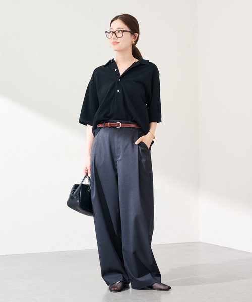 FRAMeWORK(フレームワーク)の「≪追加≫ LOEFF/ロエフ 別注ポロシャツ 2(Tシャツ/カットソー・レディース・ネイビー/ブラック・FREE)」の10枚目の写真