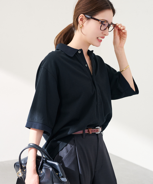 FRAMeWORK(フレームワーク)の「≪追加≫ LOEFF/ロエフ 別注ポロシャツ 2(Tシャツ/カットソー・レディース・ネイビー/ブラック・FREE)」の14枚目の写真