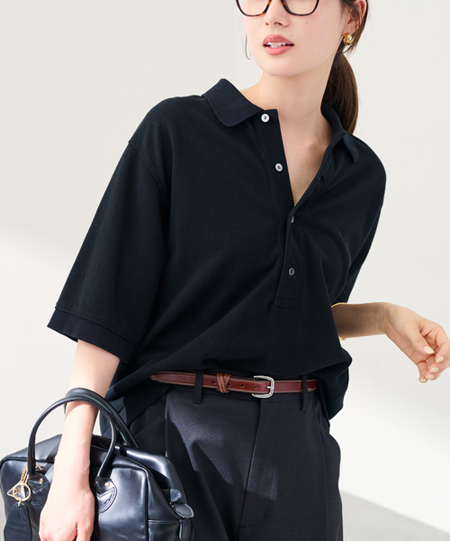 FRAMeWORK(フレームワーク)の「≪追加≫ LOEFF/ロエフ 別注ポロシャツ 2(Tシャツ/カットソー・レディース・ネイビー/ブラック・FREE)」の15枚目の写真