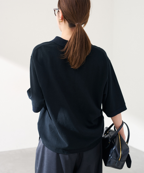 FRAMeWORK(フレームワーク)の「≪追加≫ LOEFF/ロエフ 別注ポロシャツ 2(Tシャツ/カットソー・レディース・ネイビー/ブラック・FREE)」の16枚目の写真