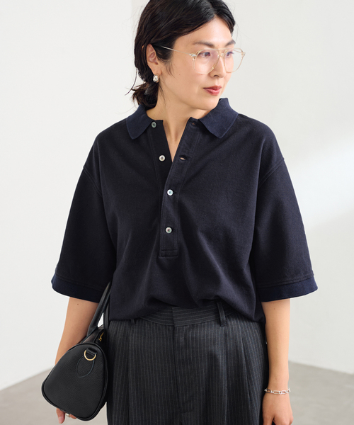 FRAMeWORK(フレームワーク)の「≪追加≫ LOEFF/ロエフ 別注ポロシャツ 2(Tシャツ/カットソー・レディース・ネイビー/ブラック・FREE)」の21枚目の写真