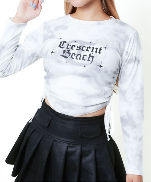 GORGE(ゴージ)の「《ムラ染めラメ×ドロスト裾》レディース 長袖カットソー ロゴプリント ストリート風 春秋冬(Tシャツ/カットソー・レディース・チャコール/ライトグレー/ブラック・F)」の3枚目の写真