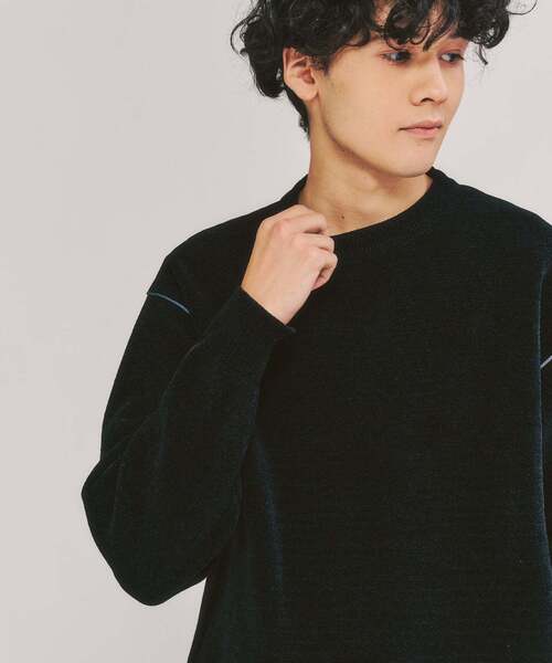 417 EDIFICE（フォーワンセブンエディフィス）の「モールニット カラーリブ プルオーバー（ニット/セーター・メンズ・ブラック/ブルー/チャコールグレー/カーキ/ホワイト系その他/ピンク/ブラウン・X-LARGE/LARGE/MEDIUM）」の8枚目の写真