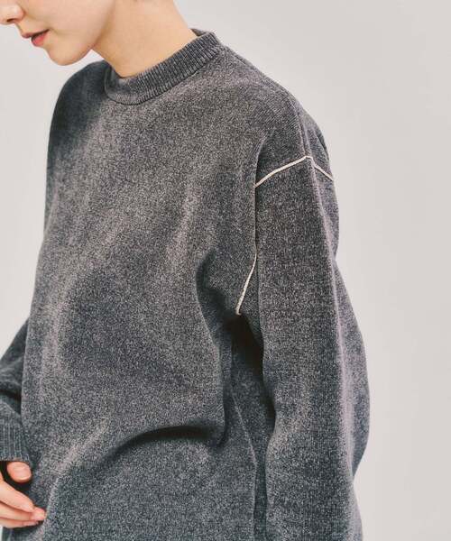 417 EDIFICE（フォーワンセブンエディフィス）の「モールニット カラーリブ プルオーバー（ニット/セーター・メンズ・ブラック/ブルー/チャコールグレー/カーキ/ホワイト系その他/ピンク/ブラウン・X-LARGE/LARGE/MEDIUM）」の12枚目の写真