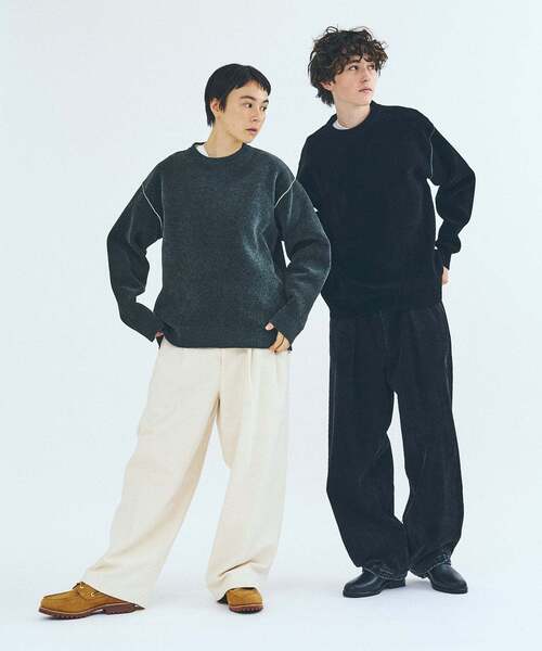 417 EDIFICE（フォーワンセブンエディフィス）の「モールニット カラーリブ プルオーバー（ニット/セーター・メンズ・ブラック/ブルー/チャコールグレー/カーキ/ホワイト系その他/ピンク/ブラウン・X-LARGE/LARGE/MEDIUM）」の13枚目の写真