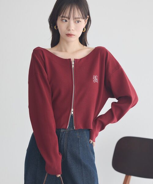 earth music&ecology(アースミュージックアンドエコロジー)の「ダブルジップロゴニットプルオーバー(スウェット・レディース・アイボリー/ネイビー/ボルドー・FREE)」の17枚目の写真