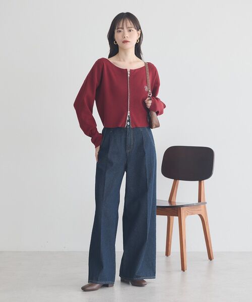 earth music&ecology(アースミュージックアンドエコロジー)の「ダブルジップロゴニットプルオーバー(スウェット・レディース・アイボリー/ネイビー/ボルドー・FREE)」の18枚目の写真