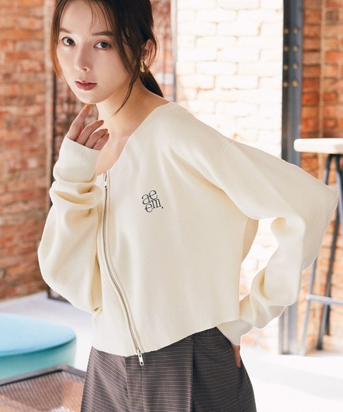 earth music&ecology(アースミュージックアンドエコロジー)の「ダブルジップロゴニットプルオーバー(スウェット・レディース・アイボリー/ネイビー/ボルドー・FREE)」の1枚目の写真