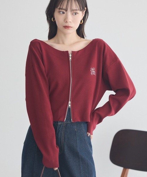 earth music&ecology(アースミュージックアンドエコロジー)の「ダブルジップロゴニットプルオーバー(スウェット・レディース・アイボリー/ネイビー/ボルドー・FREE)」の2枚目の写真
