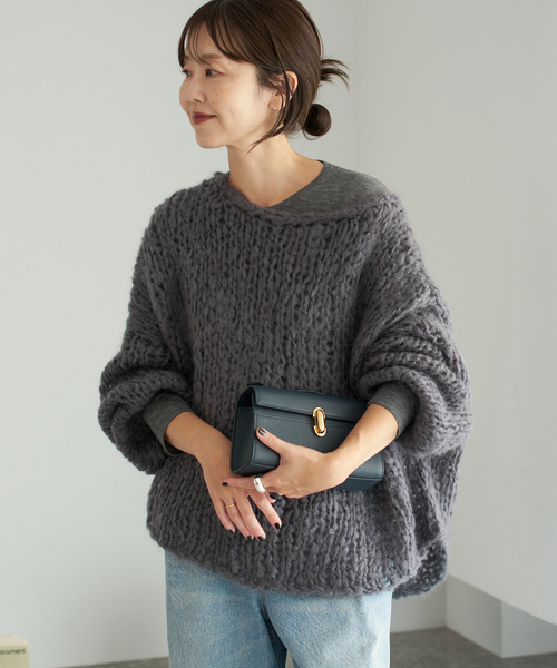 プラージュ 20AW イタリアヤーン HANDKNIT モヘアニット グレー plage（プラージュ）の「イタリアヤーン HANDKNIT モヘヤ
