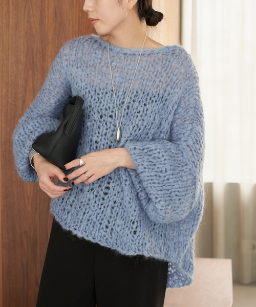 plage HAND KNIT ジャンボタム プルオーバー　ホワイト plage（プラージュ）の「HAND KNIT ジャンボタム プルオーバー