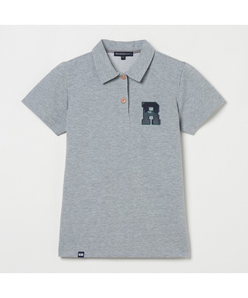 ROSASEN(ロサーセン)の「【Rosasen/GOLF】鹿の子ダンボール ワッペン半袖ポロ(ポロシャツ・レディース・ネイビー/グレー・42/40)」の1枚目の写真