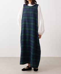 emesuelee（エメスーリー）の「ノースリーブ コクーンチェックワンピース（シャツワンピース）」