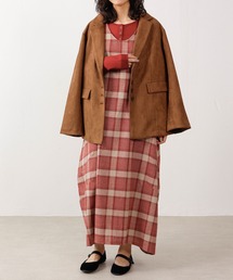 emesuelee（エメスーリー）の「ノースリーブ コクーンチェックワンピース（シャツワンピース）」