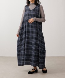 emesuelee（エメスーリー）の「ノースリーブ コクーンチェックワンピース（シャツワンピース）」