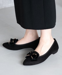 Fin リボン付きフラットシューズ ベージュ/ブラック シューズ（フラット / リボン）ファッション通販 - ZOZOTOWN