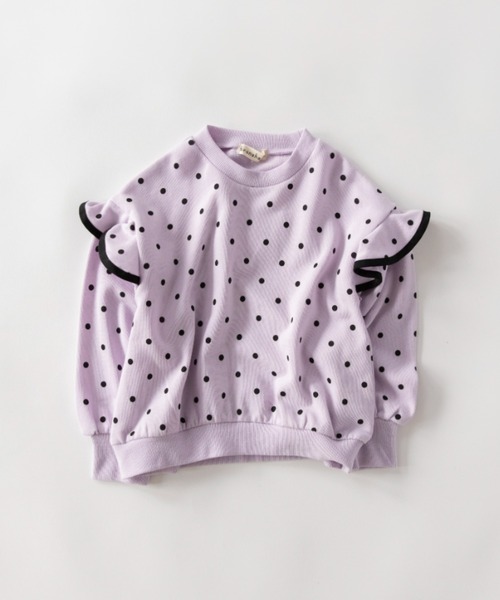 BRANSHES（ブランシェス）の「肩フリルトレーナー（スウェット・キッズ・アイボリー/サックスブルー/ブラック/ラベンダー・90/80/100/140/130/150/120/110）」の4枚目の写真