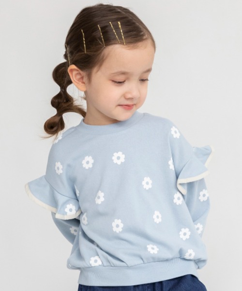 BRANSHES（ブランシェス）の「肩フリルトレーナー（スウェット・キッズ・アイボリー/サックスブルー/ブラック/ラベンダー・90/80/100/140/130/150/120/110）」の3枚目の写真