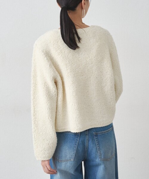 LOUNGEDRESS（ラウンジドレス）の「ウールボアニットコーディガン（カーディガン/ボレロ・レディース・グレー/アイボリー・FREE）」の5枚目の写真