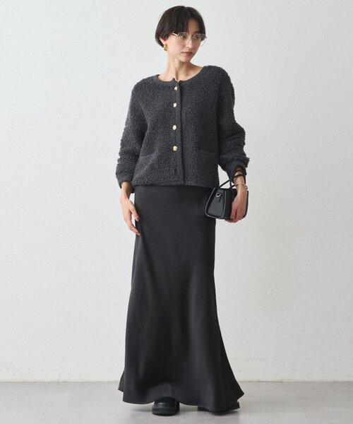 LOUNGEDRESS（ラウンジドレス）の「ウールボアニットコーディガン（カーディガン/ボレロ・レディース・グレー/アイボリー・FREE）」の7枚目の写真