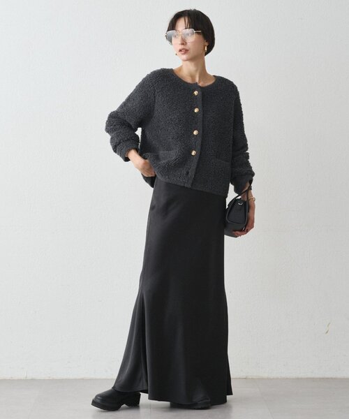 LOUNGEDRESS（ラウンジドレス）の「ウールボアニットコーディガン（カーディガン/ボレロ・レディース・グレー/アイボリー・FREE）」の8枚目の写真