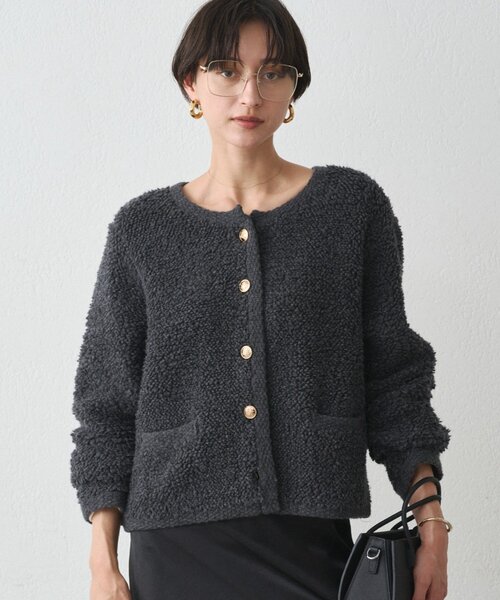 LOUNGEDRESS（ラウンジドレス）の「ウールボアニットコーディガン（カーディガン/ボレロ・レディース・グレー/アイボリー・FREE）」の12枚目の写真