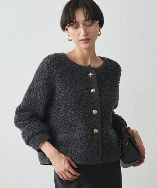 LOUNGEDRESS（ラウンジドレス）の「ウールボアニットコーディガン（カーディガン/ボレロ・レディース・グレー/アイボリー・FREE）」の13枚目の写真