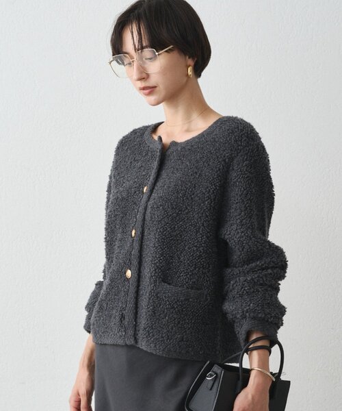 LOUNGEDRESS（ラウンジドレス）の「ウールボアニットコーディガン（カーディガン/ボレロ・レディース・グレー/アイボリー・FREE）」の14枚目の写真