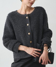 LOUNGEDRESS ラウンジドレス フェザーカーディガン グレー LOUNGEDRESS（ラウンジドレス）の「FURカシミヤ2WAYニット
