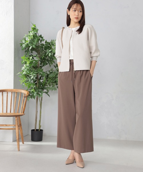 GALLORIA（ギャローリア）の「マシンウォッシャブル　ドルマンジップカーディガン（カーディガン/ボレロ・レディース・ライトグレー/モカ・L/M）」の3枚目の写真