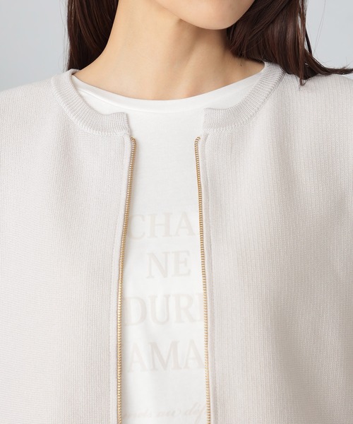 GALLORIA（ギャローリア）の「マシンウォッシャブル　ドルマンジップカーディガン（カーディガン/ボレロ・レディース・ライトグレー/モカ・L/M）」の4枚目の写真