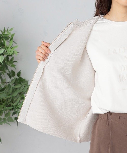 GALLORIA（ギャローリア）の「マシンウォッシャブル　ドルマンジップカーディガン（カーディガン/ボレロ・レディース・ライトグレー/モカ・L/M）」の6枚目の写真