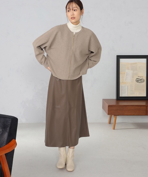 GALLORIA（ギャローリア）の「マシンウォッシャブル　ドルマンジップカーディガン（カーディガン/ボレロ・レディース・ライトグレー/モカ・L/M）」の10枚目の写真