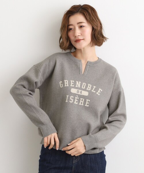 grove(グローブ)の「カレッジロゴキーネックニット(ニット/セーター・レディース・アイボリー/チャコールグレー/ダークグレー・02/03/05/04/01)」の3枚目の写真