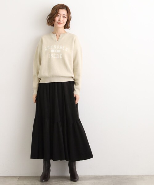 grove(グローブ)の「カレッジロゴキーネックニット(ニット/セーター・レディース・アイボリー/チャコールグレー/ダークグレー・02/03/05/04/01)」の6枚目の写真