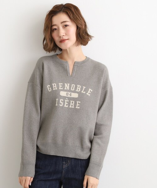 grove(グローブ)の「カレッジロゴキーネックニット(ニット/セーター・レディース・アイボリー/チャコールグレー/ダークグレー・02/03/05/04/01)」の8枚目の写真