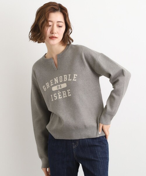 grove(グローブ)の「カレッジロゴキーネックニット(ニット/セーター・レディース・アイボリー/チャコールグレー/ダークグレー・02/03/05/04/01)」の9枚目の写真