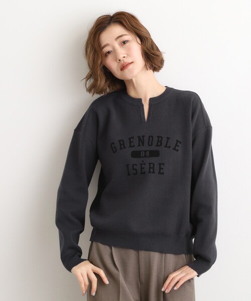 grove(グローブ)の「カレッジロゴキーネックニット(ニット/セーター・レディース・アイボリー/チャコールグレー/ダークグレー・02/03/05/04/01)」の12枚目の写真