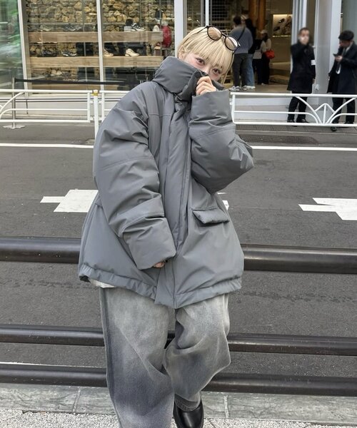 CIAOPANIC（チャオパニック）の「中綿ハッピージャケット（ブルゾン・レディース・グレイッシュベージュ/ブルー/カーキ/ブラック/チャコールグレー・MEDIUM/LARGE）」の12枚目の写真