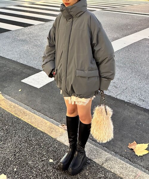 CIAOPANIC（チャオパニック）の「中綿ハッピージャケット（ブルゾン・レディース・グレイッシュベージュ/ブルー/カーキ/ブラック/チャコールグレー・MEDIUM/LARGE）」の21枚目の写真