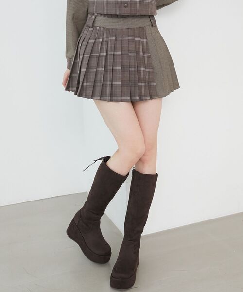 MAJESTIC LEGON(マジェスティックレゴン)の「スイッチングパターンプリーツスカパン(スカート・レディース・グレー系その他4/グレー系その他/ブラウン系その他2・MEDIUM)」の3枚目の写真