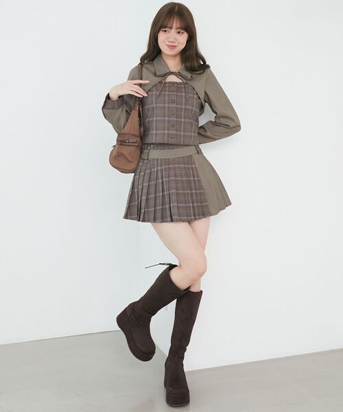 MAJESTIC LEGON(マジェスティックレゴン)の「スイッチングパターンプリーツスカパン(スカート・レディース・グレー系その他4/グレー系その他/ブラウン系その他2・MEDIUM)」の4枚目の写真