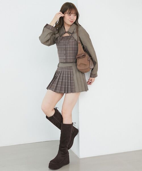 MAJESTIC LEGON(マジェスティックレゴン)の「スイッチングパターンプリーツスカパン(スカート・レディース・グレー系その他4/グレー系その他/ブラウン系その他2・MEDIUM)」の5枚目の写真