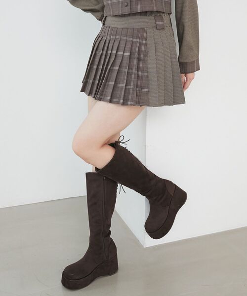 MAJESTIC LEGON(マジェスティックレゴン)の「スイッチングパターンプリーツスカパン(スカート・レディース・グレー系その他4/グレー系その他/ブラウン系その他2・MEDIUM)」の8枚目の写真