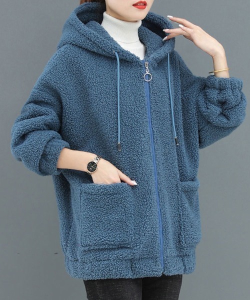 SallyLunn（サリーラン）の「もこもこジップフーディー（パーカー・レディース・ブラウン/ブラック/ブルー・MEDIUM/LARGE）」の4枚目の写真