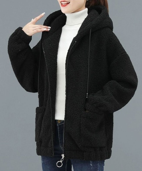 SallyLunn（サリーラン）の「もこもこジップフーディー（パーカー・レディース・ブラウン/ブラック/ブルー・MEDIUM/LARGE）」の5枚目の写真